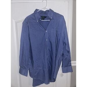Ralph Lauren Dress Shirt Mens 17 32/33 Plaid Classic Fit Non Iron Preppy